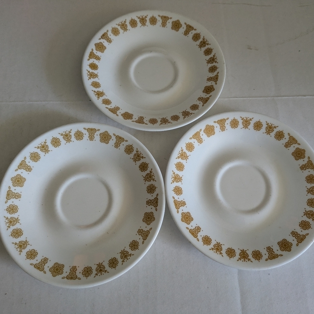 Corelle Butterfly Gold Saucers. 3 Included.